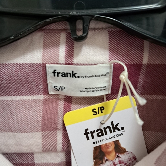Frank & Oak Plaid Shirt Women's Small Flannel Button Up Top Pink Off White NWT - Picture 6 of 12